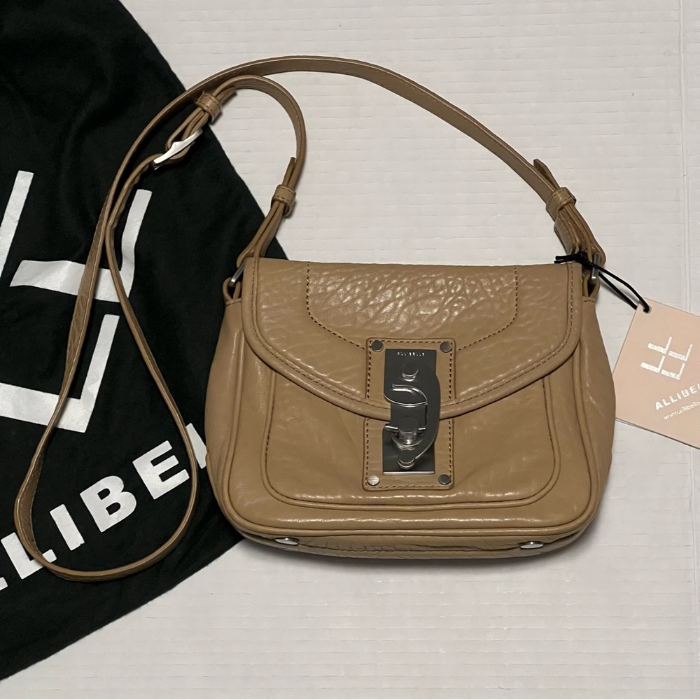 Tan Leather Crossbody Bag with Silver Hardware